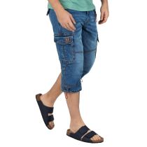 Timezone Miles denim 3/4 shortsit-Middle blue