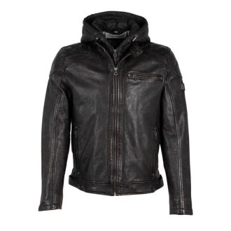 GM Leather jacket 1201-0606-Vintage black-brown